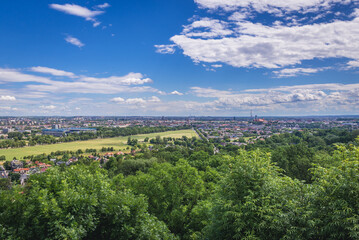 Cracow city in Poland - panoramic view from Pilsudski Mound