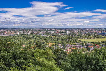 Cracow city in Poland - panoramic view from Pilsudski Mound, Poland