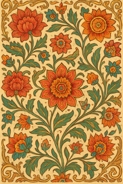 vintage seamless pattern, seamless ornamental pattern, vintage seamless pattern with flowers