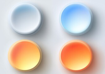 Four recessed circular shapes, varying in pastel colors, arranged in a grid pattern
