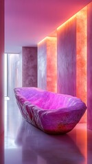 Bedroom with city view sunset scene high resolution picture