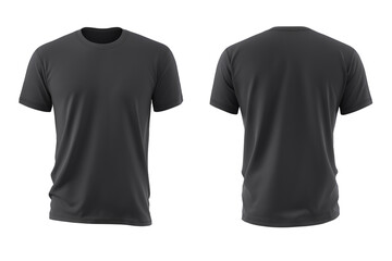  black t-shirt  mockup back and front view isolated on white background for brand presentation and design