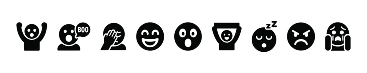 Negative emotions vector avatar filled icon set