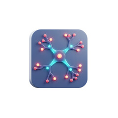 Fototapeta premium Glowing Neuron Cell Structure on Rounded Square with Soft Lighting