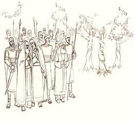 Crowd in the olive garden