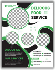 Restaurant Menu Green Flyer Template Modern Food Sale Promotion Poster Design