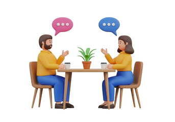 Fototapeta premium 3d cartoon people talking and discussing isolated on transparent background communication and conversation concept