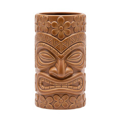 Brown ceramic tiki mug for cocktails © PNG Lab