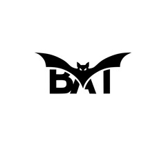 Bat Typography Logo With Wings And Eyes Design Logo Vector 