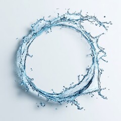 Circular water splash, light-blue,  clean,  on white