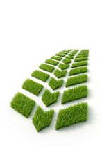 Eco Tire Track Made of Grass on White