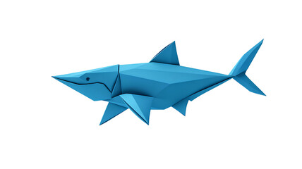 Fototapeta premium Blue origami fish isolated on transparent background