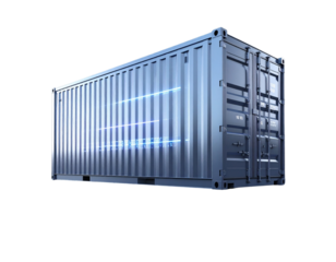 Futuristic Cargo Container with Digital Markings, Modern Transport PNG