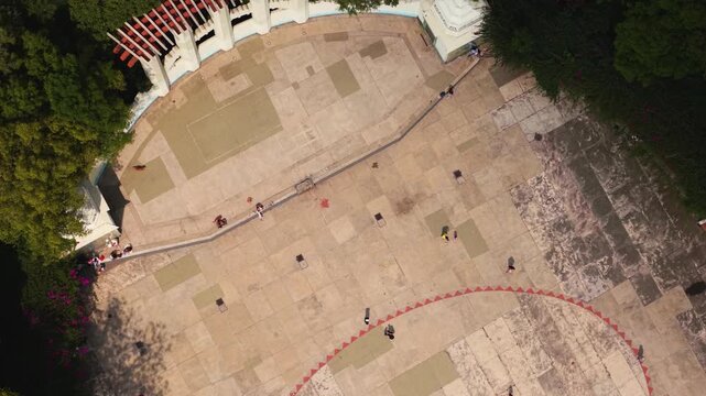 Aerial footage of Foro Lindbergh in Condesa, CDMX, during weekend