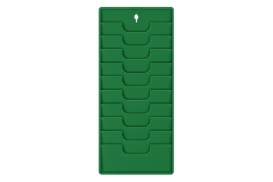 Green time punch card rack for employee attendance
