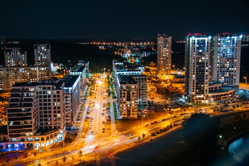 Naklejka premium view of Minsk at night from the observation deck