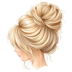 a elegant lady hair updo, beauty and glamour in side view