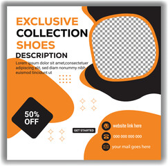 Modern Shoes Collection Flyer Exclusive Footwear Sale Social Media Post Template with Offer Design