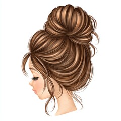 a beautiful woman in profile with an elegant hair bun