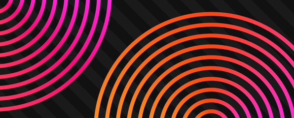 Abstract Background with Gradient Lines, Color Circles, Minimalism, Pink, Orange, Graphic Design, Vector