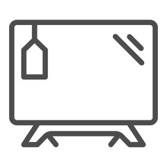 Widescreen TV display from stock line icon, cyber monday concept. Vector graphics. Monitor with price tag, technology sign on white background, outline style icon for mobile or web design.