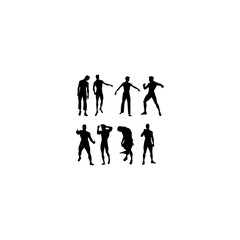 Zombie silhouette collection for Halloween horror design.