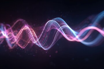 Fototapeta premium Abstract depiction of dynamic, colorful energy waves flowing against a dark background