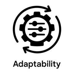 Customer assessment icon vector Gear with sliders inside surrounded by circular arrows representing process