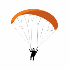 Flat Design Isolated Paragliding Man Adventure Sport Equipment Illustration