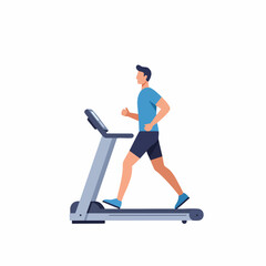 Fototapeta premium Modern Flat Illustration Man Exercising On Treadmill Machine Activity