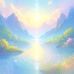 Serene landscape with a radiant center