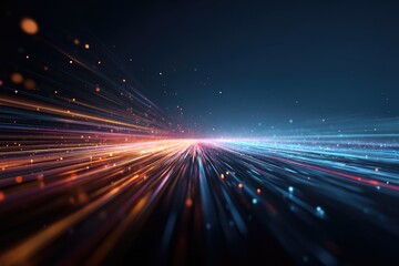 Abstract, dynamic composition with streaks of light, resembling data flow