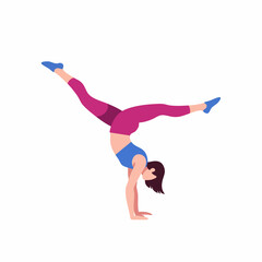 Flat Style Detailed Woman Performing Handstand Exercise Sporty Lifestyle Pose