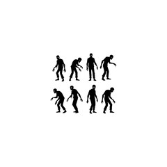 Obraz premium Group of scary zombie silhouette vectors for Halloween spooky decoration, horror wallpaper and undead monster design 