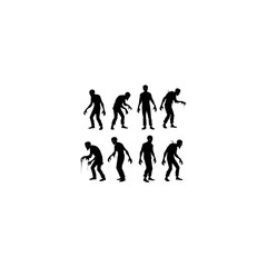 Group of scary zombie silhouette vectors for Halloween spooky decoration, horror wallpaper and undead monster design 
