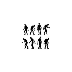 Group of scary zombie silhouette vectors for Halloween spooky decoration, horror wallpaper and undead monster design 
