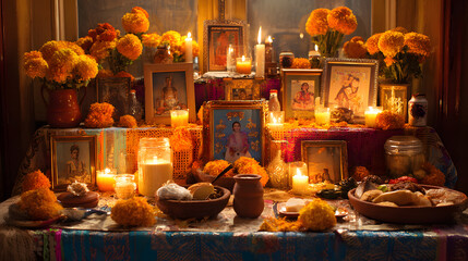 Fototapeta premium Traditional Día de los Muertos Ofrenda – Altar of Remembrance