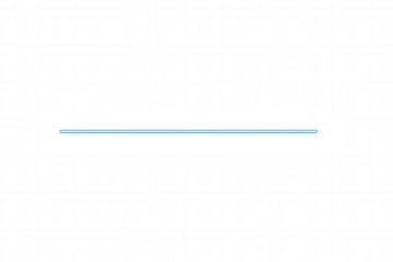 Blue neon glowing straight horizontal light line divider element on transparent background
