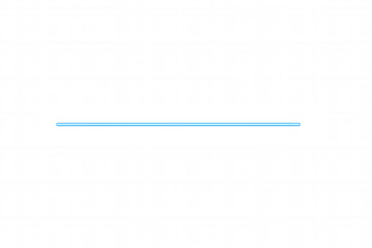 Blue neon glowing straight horizontal light line divider element on transparent background