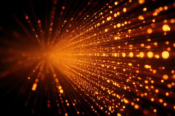 Abstract orange light streams radiating from a central point against a black backdrop