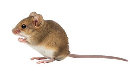 Isolated Brown Mouse Pet Cleaning Fur with Paws Adorable Small Animal Cute Rodent Nature Studio