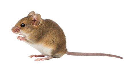 Isolated Brown Mouse Pet Cleaning Fur with Paws Adorable Small Animal Cute Rodent Nature Studio