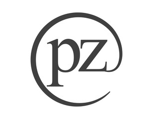 PZ logo from two letter with circle shape email sign style. P and Z round logotype of business company