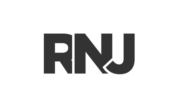 RNJ logo design template with strong and modern bold text. Initial based vector logotype featuring simple and minimal typography. Trendy company identity.