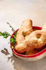 Traditional Georgian bread shotis puri in basket