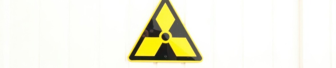 Black and yellow radioactive warning symbol, isolated on white , label, hazard