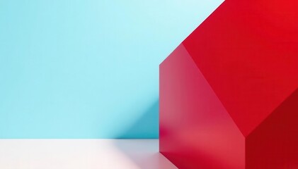 Bold red and bright blue split background, ample white space, red, festive, red blue split