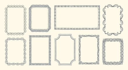 Vector art of collection of vintage frame illustration featuring decorative borders