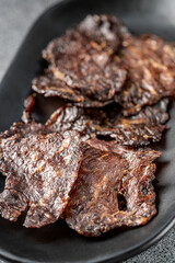 Closeup of beef jerky slices
