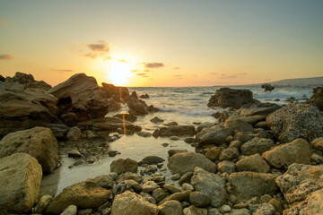 Cyprus Mediterranean Coastline with Turquoise Sea, Sandy Beach, and Clear Blue Sky